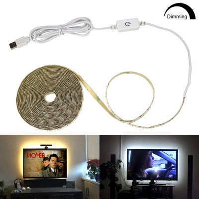 5 V USB barošanas LED lampa Sloksne Aptumšojama Skārienjutīga LED zem skapja apgaismojuma HDTV televizors Galddatora datora ekrāns Fona apgaismojums Skapis Virtuve A1