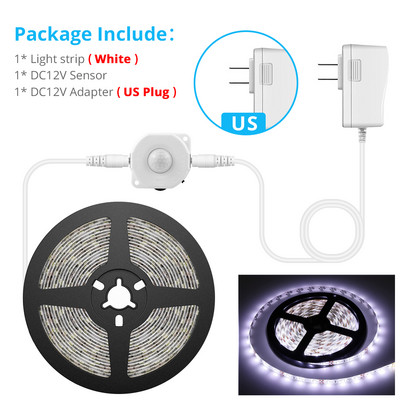 Mozgásaktivált PIR érzékelős LED konyhai lámpa 12V 1M 2M 3M 4M 5M Auto ON/OFF Intelligens éjszakai lámpa szekrény alatti ágyvilágításhoz