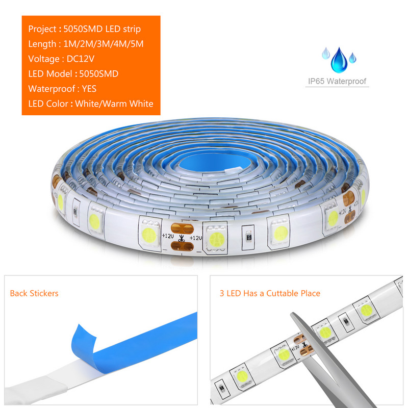 Mozgásaktivált PIR érzékelős LED konyhai lámpa 12V 1M 2M 3M 4M 5M Auto ON/OFF Intelligens éjszakai lámpa szekrény alatti ágyvilágításhoz