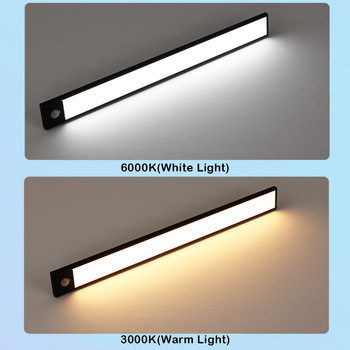 Εξαιρετικά λεπτός φωτισμός LED Φωτισμός Ντουλάπας PIR Αισθητήρας κίνησης led USB Επαναφορτιζόμενος Μαύρος Αλουμίνιος Ντουλάπες Κουζίνας Φωτισμός Φωτισμός LED