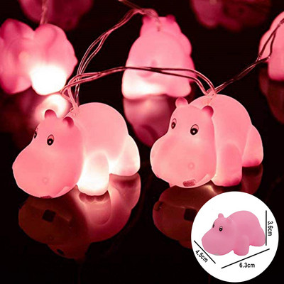 1,5M 10LED aranyos állati fényfüzér Rajzfilm Víziló Egyszarvú Zsiráf Víziló Mókus LED Tündérlámpa Gyerekeknek Ünnepi ajándékok