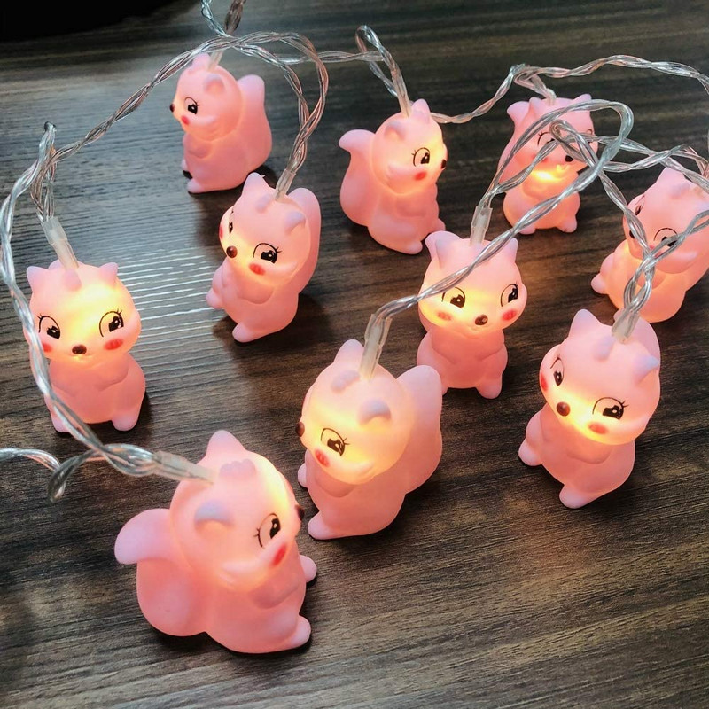 1,5M 10LED aranyos állati fényfüzér Rajzfilm Víziló Egyszarvú Zsiráf Víziló Mókus LED Tündérlámpa Gyerekeknek Ünnepi ajándékok