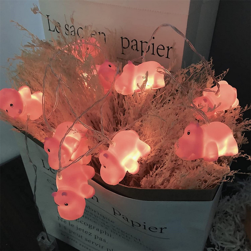 1,5M 10LED aranyos állati fényfüzér Rajzfilm Víziló Egyszarvú Zsiráf Víziló Mókus LED Tündérlámpa Gyerekeknek Ünnepi ajándékok