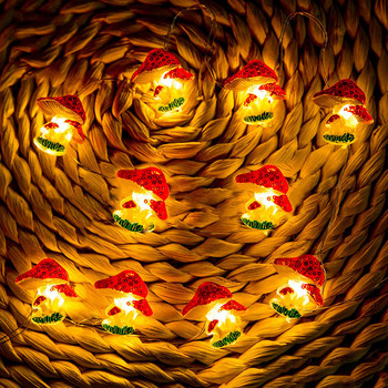 Нови 3m 30 светодиода с форма на гъба Струнни светлини Работещи с батерии 3D Стерео гъба Медна жица Направи си сам Фея Струнни лампи Декор в саксии