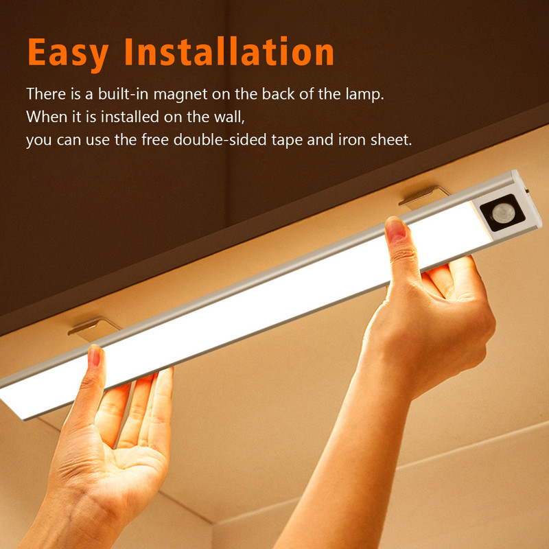 LED emberi test érzékelő fénysáv Intelligens mágneses abszorpciós öntapadó éjszakai lámpa USB újratölthető szekrény szekrény fénycsík