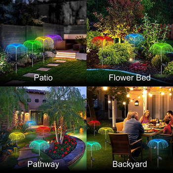 Solar Garden Lights Outdoor Waterproof Optical Fibre Jellyfish Light ηλιακό φωτιστικό γκαζόν για το Patio Pathway Holiday Christmas Decor