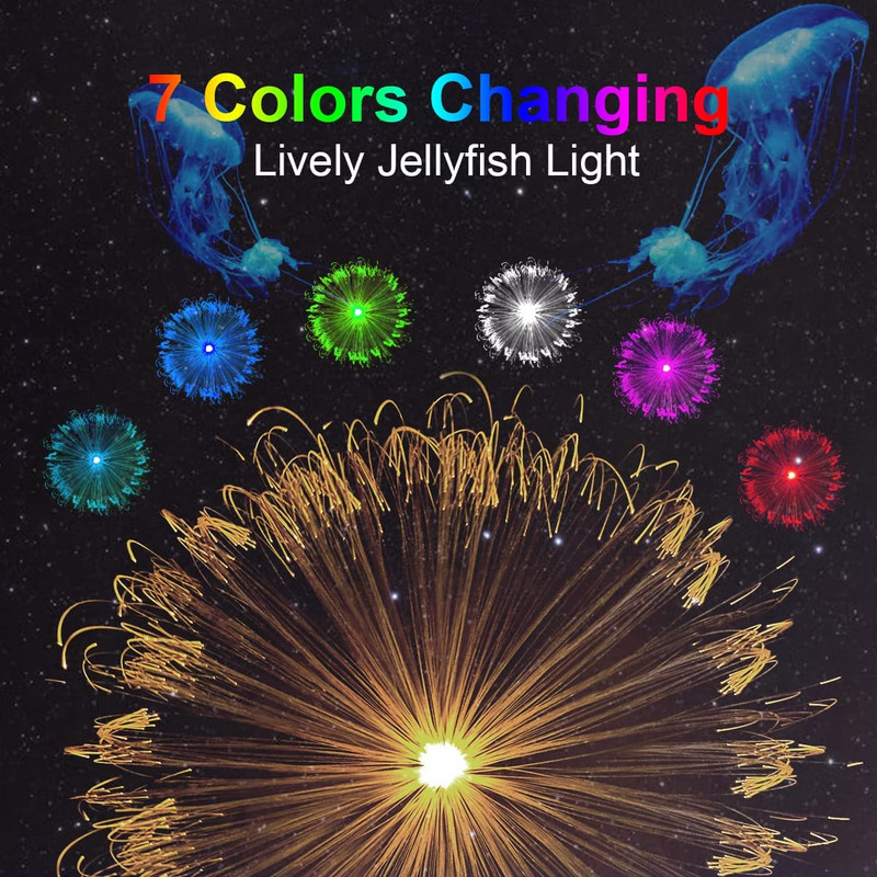 Saulės sodo šviestuvai lauko vandeniui atsparūs optinio pluošto medūzos šviesa saulės vejos lempa, skirta Patio Pathway atostogų kalėdiniam dekoravimui