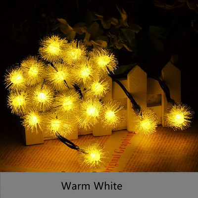 Ηλιακό LED String Fairy Lights Dandelion Αδιάβροχο Γούνινο Φωτιστικό Χιονόμπαλας 5M 7M Για Χριστουγεννιάτικο Γαμήλιο Πάρτυ Κήπος Διακόσμηση εξωτερικού χώρου