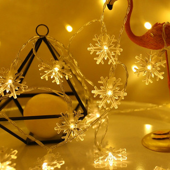 Снежинка LED Струнна светлина Фея Топла бяла гирлянда Домашни коледни приказни светлини Сватбен декор Коледен декор за дома Navidad