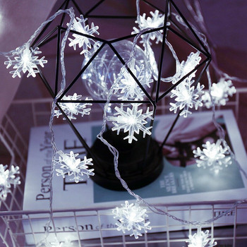 Снежинка LED Струнна светлина Фея Топла бяла гирлянда Домашни коледни приказни светлини Сватбен декор Коледен декор за дома Navidad