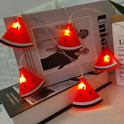 Luminițe drăguțe, colorate, în formă de fructe, struguri, căpșuni, pepene verde, șiruri de lumini LED cu baterii, decorațiuni pentru petrecerea de aniversare