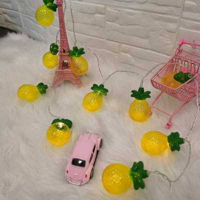 Luminițe drăguțe, colorate, în formă de fructe, struguri, căpșuni, pepene verde, șiruri de lumini LED cu baterii, decorațiuni pentru petrecerea de aniversare