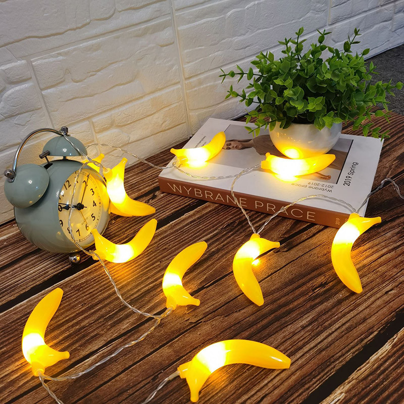 Luminițe drăguțe, colorate, în formă de fructe, struguri, căpșuni, pepene verde, șiruri de lumini LED cu baterii, decorațiuni pentru petrecerea de aniversare