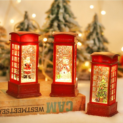 Cabină telefonică creativă de Crăciun de 5 inchi Lămpi de Moș Crăciun Decor pentru casă Lumină de noapte festivă Articole pentru petreceri Decor dormitor
