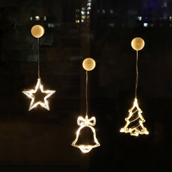 Χριστουγεννιάτικη διακόσμηση Φωτιστικό LED Fairy String Φωτιστικό κουρτίνας Xmas Tree Deer Star Garland Φωτιστικό παράθυρο Διακοσμητικό φωτιστικό με μπαταρία