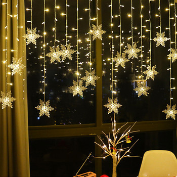 Светодиодна светлина за завеси Фея Струнни светлини Гирлянда за Нова година Коледа На открито Сватба Домашен декор Празничен орнамент