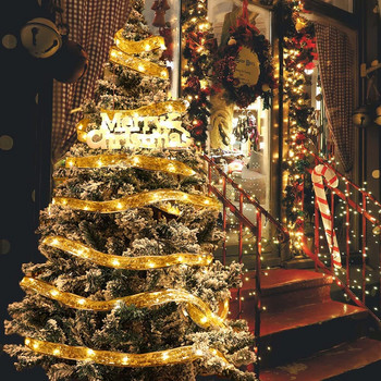 LED Коледна панделка Фея Светлина 1/2/5/10m Коледна елха Направи си сам Декор Струнна светлина за сватба Нова година Рожден ден Подаръци Декор