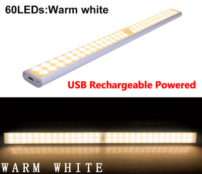 6 10 24 40 60 LEDs κάτω από το ντουλάπι Φωτιστικό Magentic Ντουλάπα Φωτιστικό USB Επαναφορτιζόμενη Ντουλάπα Νυχτερινό Φωτιστικό Κουζίνας Σκάλα Φωτιστικό τοίχου