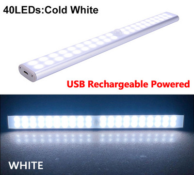 6 10 24 40 60 LEDs κάτω από το ντουλάπι Φωτιστικό Magentic Ντουλάπα Φωτιστικό USB Επαναφορτιζόμενη Ντουλάπα Νυχτερινό Φωτιστικό Κουζίνας Σκάλα Φωτιστικό τοίχου