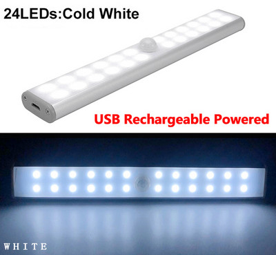 6 10 24 40 60 LEDs κάτω από το ντουλάπι Φωτιστικό Magentic Ντουλάπα Φωτιστικό USB Επαναφορτιζόμενη Ντουλάπα Νυχτερινό Φωτιστικό Κουζίνας Σκάλα Φωτιστικό τοίχου