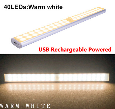 6 10 24 40 60 LEDs κάτω από το ντουλάπι Φωτιστικό Magentic Ντουλάπα Φωτιστικό USB Επαναφορτιζόμενη Ντουλάπα Νυχτερινό Φωτιστικό Κουζίνας Σκάλα Φωτιστικό τοίχου