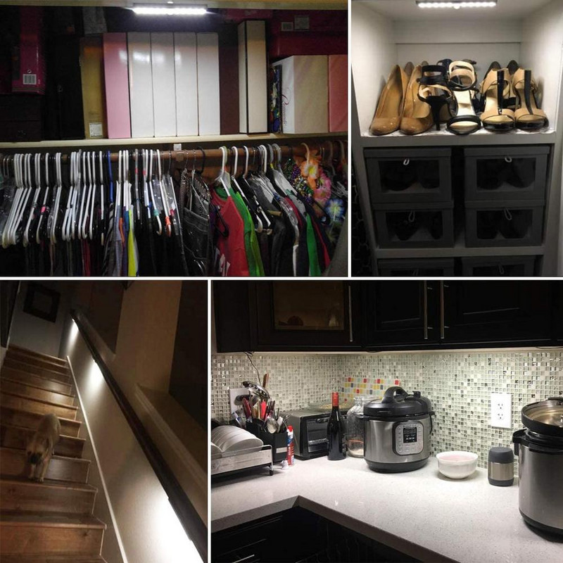 6 10 24 40 60 LEDs κάτω από το ντουλάπι Φωτιστικό Magentic Ντουλάπα Φωτιστικό USB Επαναφορτιζόμενη Ντουλάπα Νυχτερινό Φωτιστικό Κουζίνας Σκάλα Φωτιστικό τοίχου