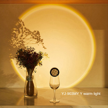 1 PCS Безжична лампа за залез Нощна светлина Проектор Deoration Led светлини за стаен кухненски дисплей, топло бяло