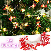 2 m Kalėdų eglutės lempučių stygos saldainių lazdelių varpelių lemputės stygos su baterijomis maitinamos Kalėdų puošmenos Kalėdų namų sodo dekoras 20 lempų