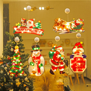 Χριστουγεννιάτικο Διακοσμητικό Φωτιστικό Παράθυρο Κρεμαστό φωτιστικό με γάντζο βεντούζας Χριστουγεννιάτικα Φωτάκια για Χριστουγεννιάτικο πάρτι σπιτιού Διακόσμηση βιτρίνας βιτρίνας