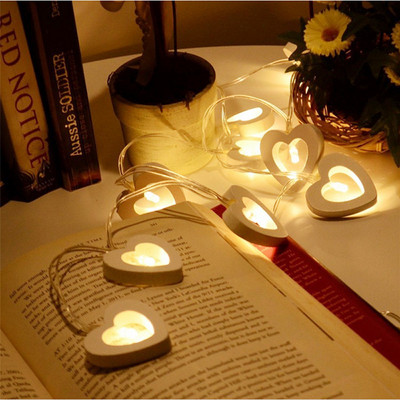 Inimioare din lemn de 1,5 m Ghirlande de stele Ghirlande Lumini cu zâne pentru nuntă, petrecere, Anul Nou, grădină, acasă, decorare a camerei, creativă