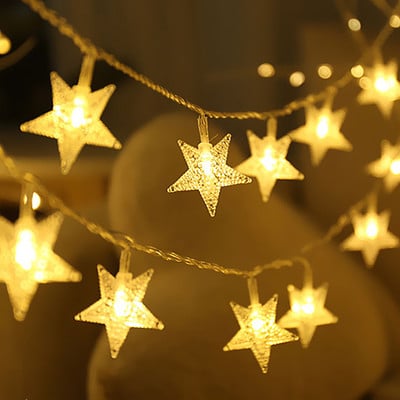 6M csillag LED-füzér lámpák akkumulátor USB ünnepi világítás kültéri kert karácsonyi esküvői dekoráció füzér tündér fényfüzér
