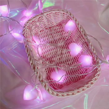 1M/3M Led Cotton Love Heart String γάμου Νεράιδα Ανοιχτό ροζ κοριτσάκι Ανοιχτό γαμήλιο πάρτι Γιρλάντα διακόσμηση για την ημέρα του Αγίου Βαλεντίνου.