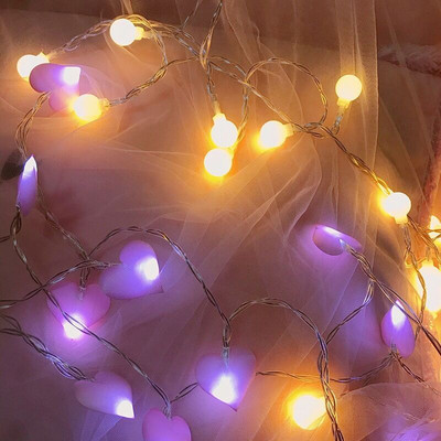 1M/3M Led pamuk Love Heart Wedding String Fairy Light Pink Girl String Light Indoor Wedding Party Girlland Decor Day Valentines.