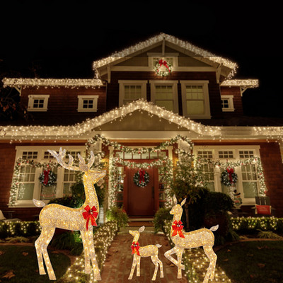LED Christmas Deer Lightings with Light String Luminous Reindeer Ornament Exquisite Holiday Gift Art Crafts New Year Decorations