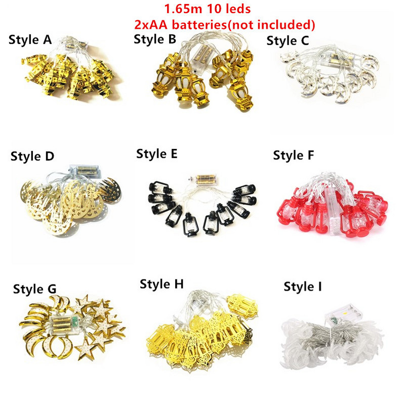 1,65 m 10 leds Hold Csillag Fényfüzér Ramadan Dekorációk Fények Eid Mubarak Dekoratív Led Függöny dekor otthonhoz