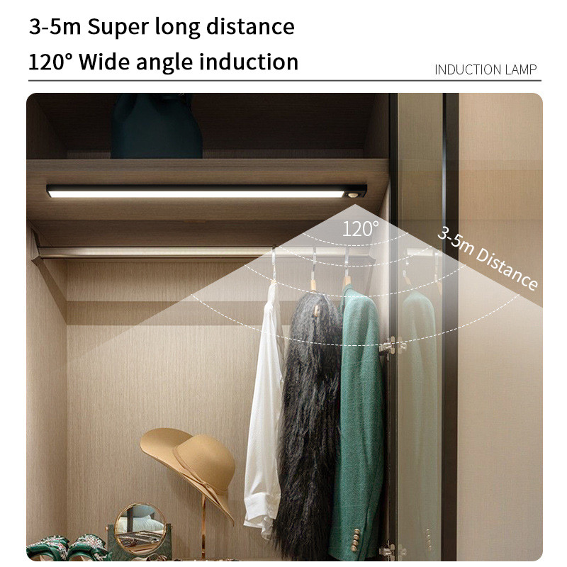 LED īpaši plāns 20/30/40 cm kustības sensors bezvadu USB skapis nakts gaisma garderobes lampa virtuves skapis guļamistaba LED nakts gaisma