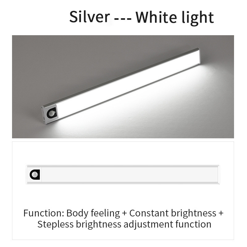 LED īpaši plāns 20/30/40 cm kustības sensors bezvadu USB skapis nakts gaisma garderobes lampa virtuves skapis guļamistaba LED nakts gaisma