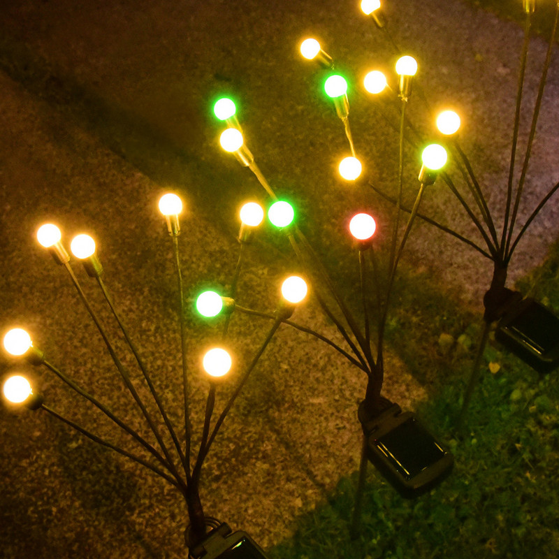 2 ΤΕΜ Ηλιακό φως LED Διακόσμηση κήπου εξωτερικού χώρου Φώτα τοπίου Πυροτέχνημα Firefly Φωτάκια κήπου Διακόσμηση κήπου γκαζόν Ηλιακό φως