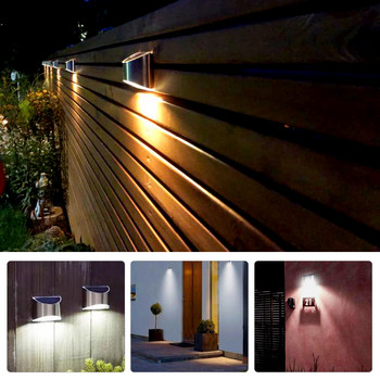 2τμχ Ηλιακό φως LED LED Φωτιστικό τοίχου εξωτερικού χώρου Φωτιστικό κήπου Εξωτερικού χώρου Διάδρομος Σκάλα Μπαλκόνι Διακοσμητικός Φωτισμός