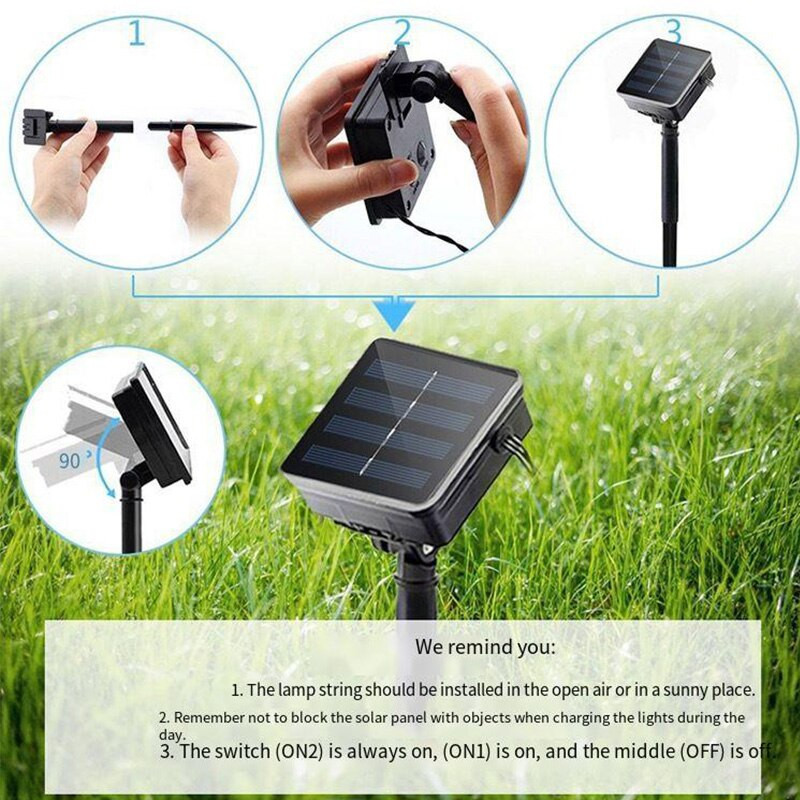 LED-füzér szoláris tündéri lámpák 5m 20LED meleg fény vízálló kültéri kert esküvői dekoráció karácsonyi lámpa