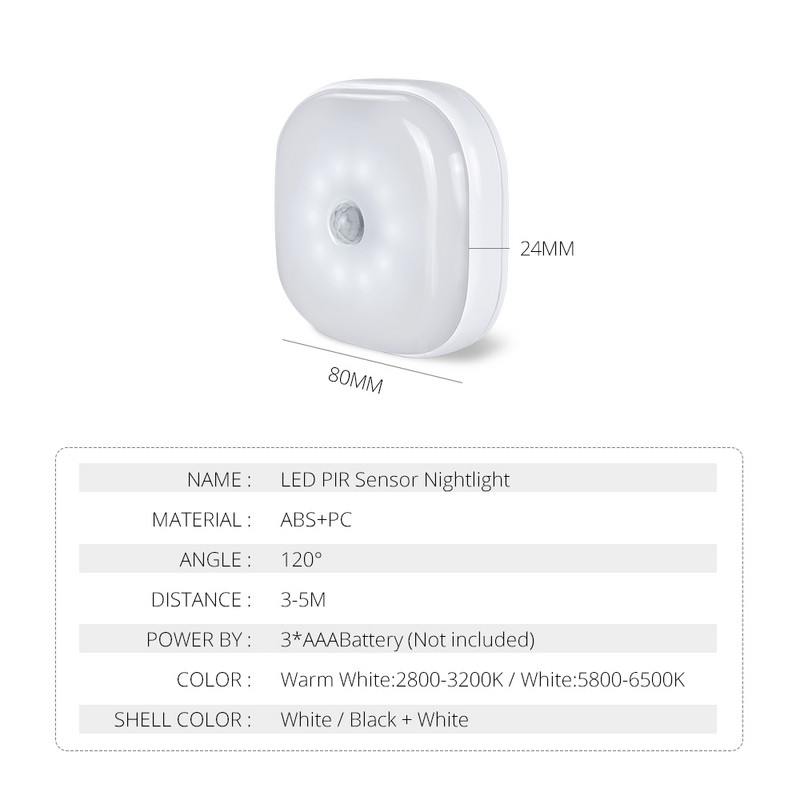 10 LED gaismas akumulators gaismeklis Auto PIR kustības sensors bezvadu sienas lampas skapis virtuve guļamistaba kāpņu skapis skapis apgaismojums