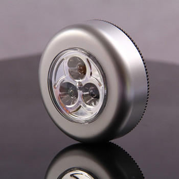 3 бр./компл. под шкафа Мини кръгла LED нощна лампа Батерийно осветление за гардероб за кухненски гардероб Топла/бяла светлина