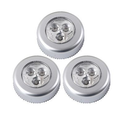 3 buc/set de lumini de sub dulap Mini lumină rotundă cu LED-uri de noapte Lumină de dulap alimentată cu baterii pentru dulap de bucătărie Lumină caldă/albă