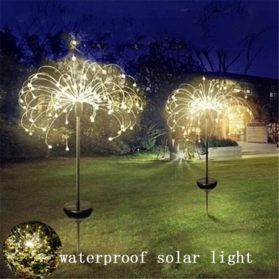 Lumini solare cu LED rezistente la apă pentru artificii, în aer liber, pentru grădină, șir de lumini de noapte 90/120/150/200 Lumini festive de Crăciun peisaj de gazon