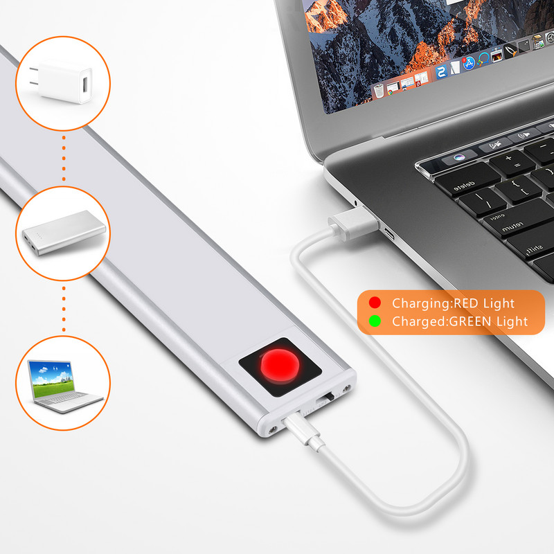 USB LED Punjiva kuhinja Pametna svjetiljka PIR senzor pokreta Prijenosni magneti Zidni stol Ormar Ormar Svjetla Topla/bijela