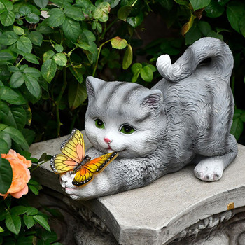 Κήπος LED ηλιακό φως Υπαίθριο φως Χαριτωμένο άγαλμα γάτας Ζώο Γλυπτά Εξωτερικά ειδώλια Αίθριο γκαζόν Αυλή Βεράντα Διακόσμηση κήπου σπιτιού