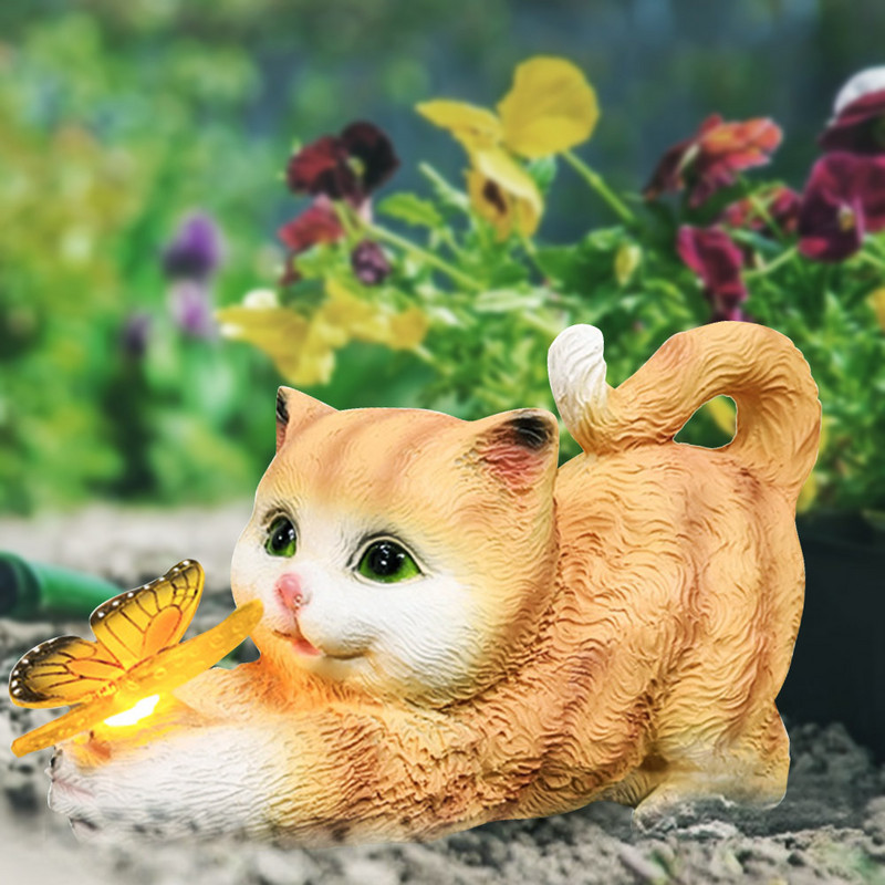 Vrtno LED solarno svjetlo Vanjsko svjetlo Slatka mačka Statua životinja Skulpture Vanjske figurice Travnjak Dvorište Trijem Dekoracija kućnog vrta