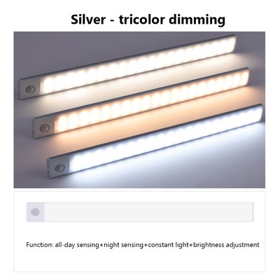 Led noćno svjetlo ispod rasvjete ormarića Svjetlo senzora pokreta za kuhinjski ormar Magnetna noćna svjetiljka s punjivom baterijom