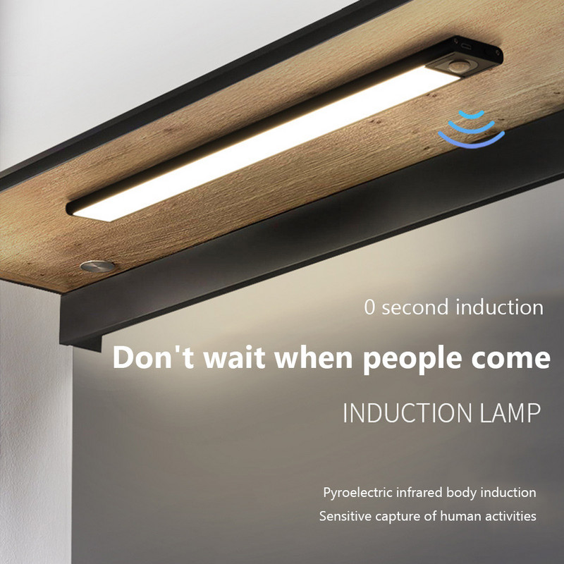 Led noćno svjetlo ispod rasvjete ormarića Svjetlo senzora pokreta za kuhinjski ormar Magnetna noćna svjetiljka s punjivom baterijom