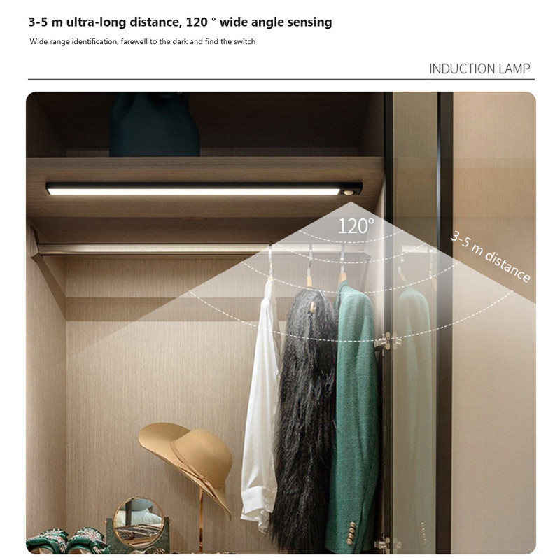 Led noćno svjetlo ispod rasvjete ormarića Svjetlo senzora pokreta za kuhinjski ormar Magnetna noćna svjetiljka s punjivom baterijom